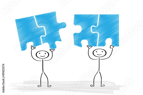 Puzzle / Strichmännchen / Vektor