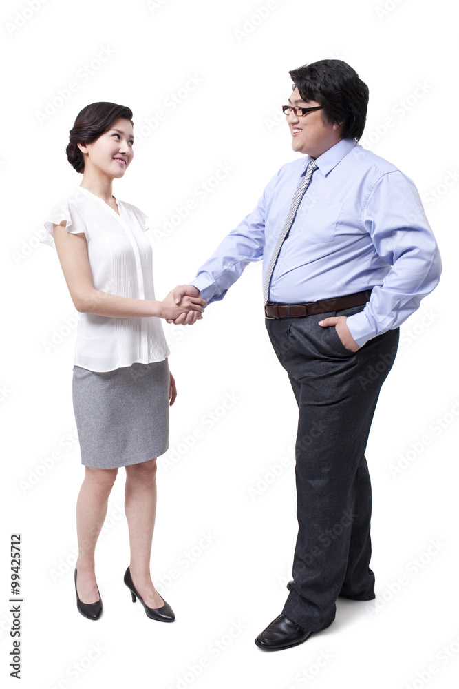 Happy business partner shaking hands