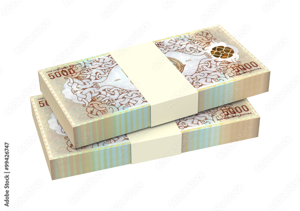 Maldivian rufiyaa bills isolated on white background. Computer generated 3D photo rendering. Maldivian rufiyaa bills isolated on white background. Computer generated 3D photo rendering.