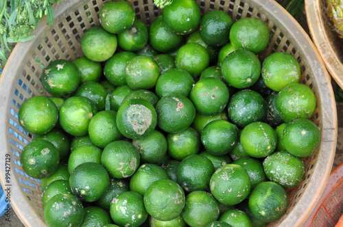 Lime fruits in a basket