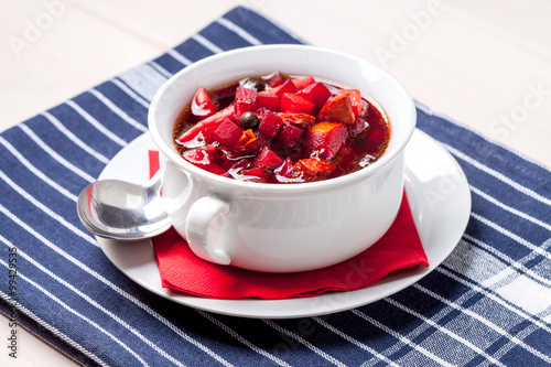 Ukrainian and russian national red borscht.