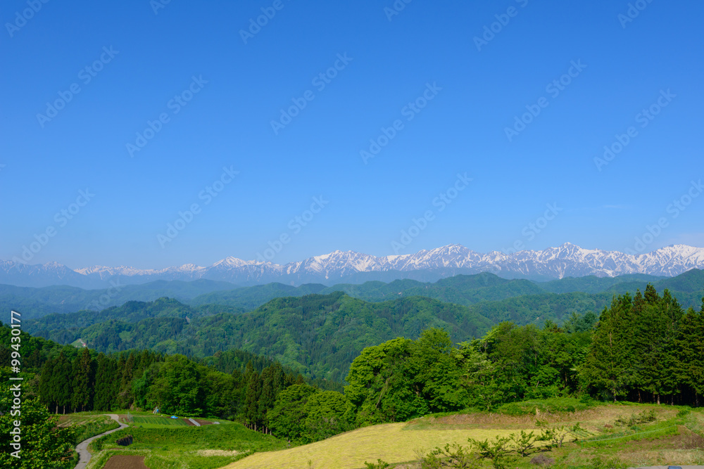 Northern Alps in spring in Nagano, Japan