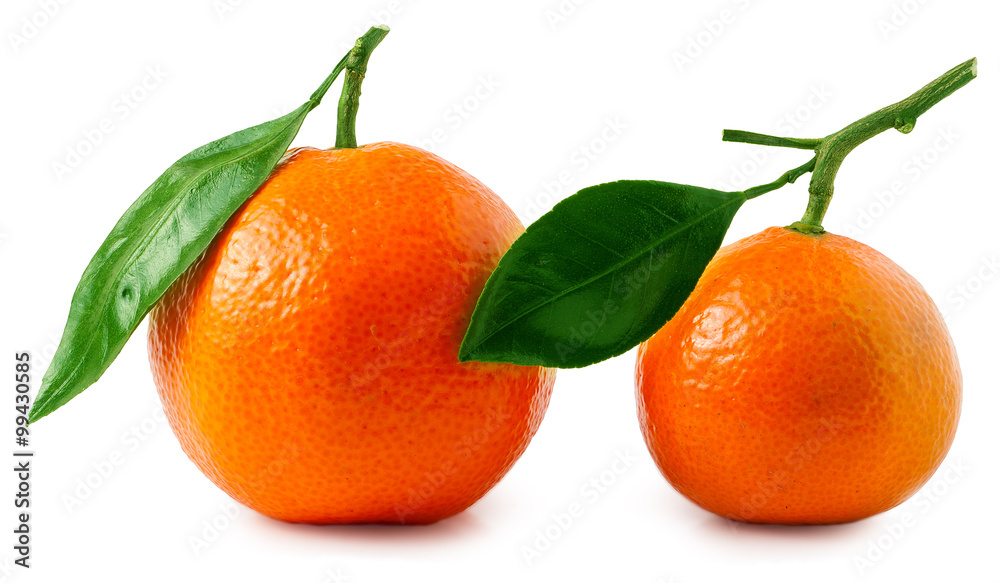 Two ripe tangerines isolated on white background Two ripe tangerines isolated on white background