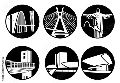 Icons or symbols of Brazil monuments culture, Brazilian tourism
