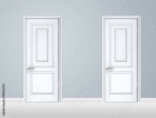 White closed door template, isolated on white background. © goku4501