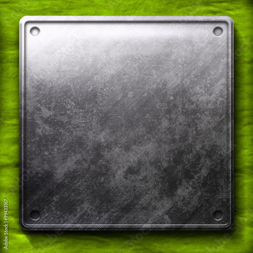 Slika na platnu metal plate on green background