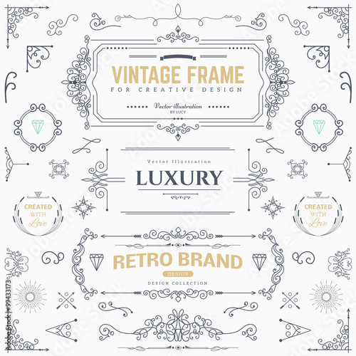 Collection of vintage vector patterns. photo