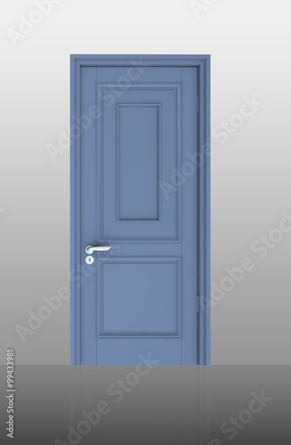 Closed Door with Frame Isolated on Background