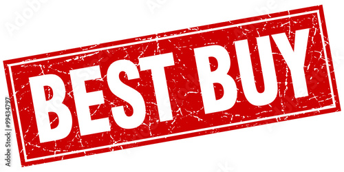 best buy red square grunge stamp on white