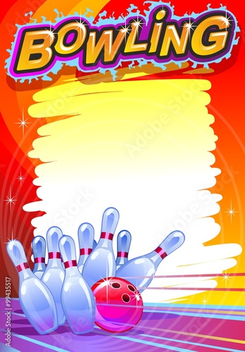 Bowling banner. Cartoon
