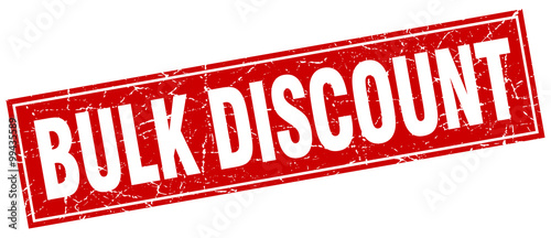 bulk discount red square grunge stamp on white