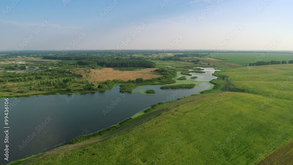 Aerial shot: Flying Over Fields and River
Aerial shot: Flying Over Fields and River
