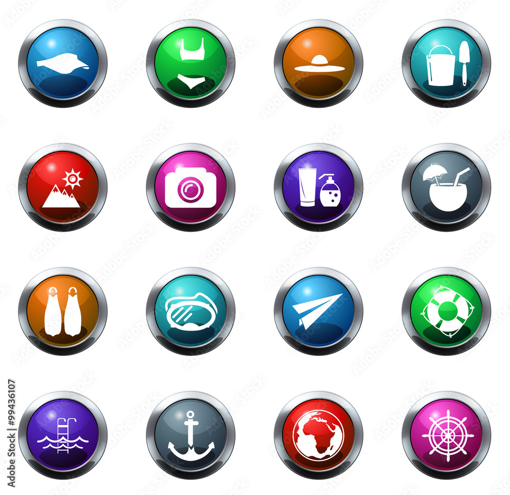Beach icons set Beach icons set