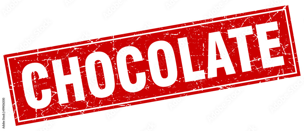 chocolate red square grunge stamp on white chocolate red square grunge stamp on white