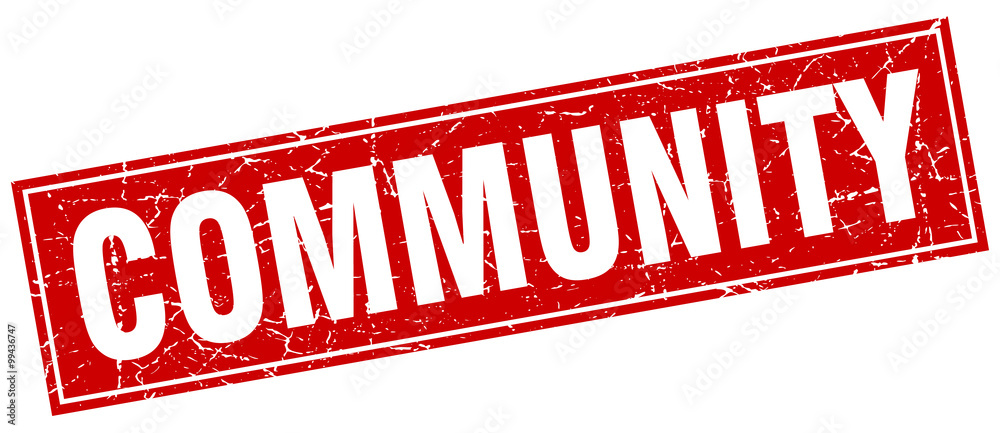 community red square grunge stamp on white community red square grunge stamp on white