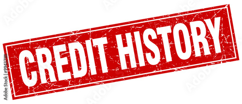 credit history red square grunge stamp on white