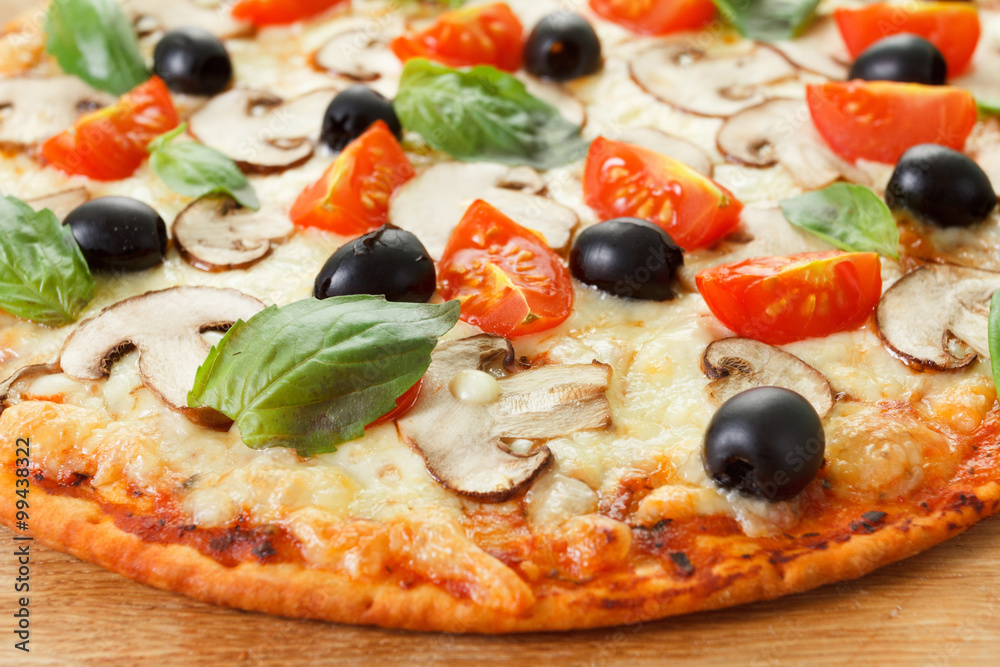 Pizza with mushrooms and vegetables Pizza with mushrooms and vegetables