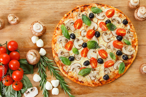 Top view Pizza with mushroo...