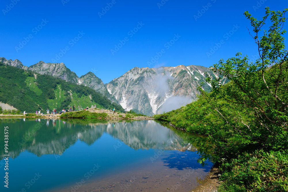 Shirouma mountains and Happo-ike Pond at Happo-one in Hakuba, Nagano, Japan