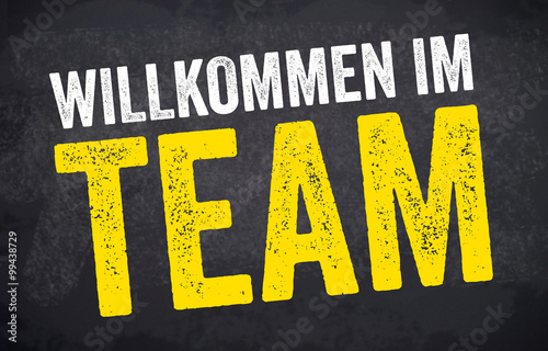 Kreidetafel mit Willkommen im Team, Teamwork