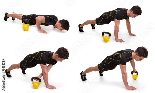 Kettlebell, Push Up Pull Thrue, Exercise photo