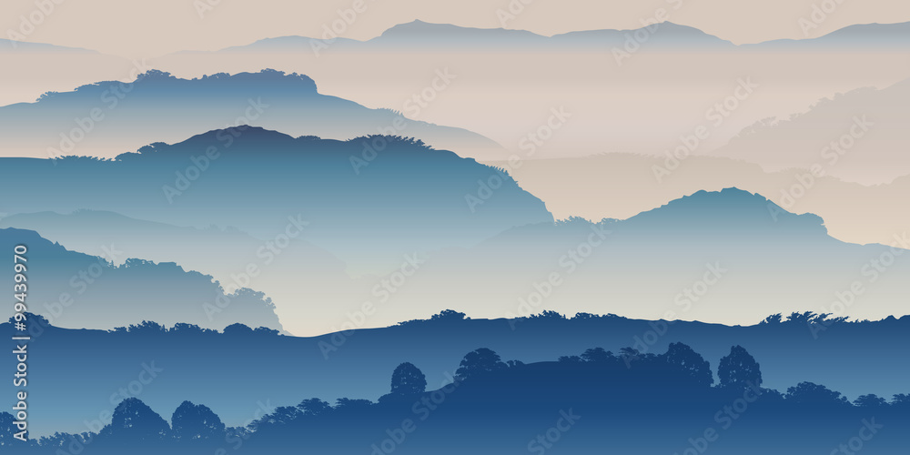 Wall Mural Paysage Montagnes-Brume