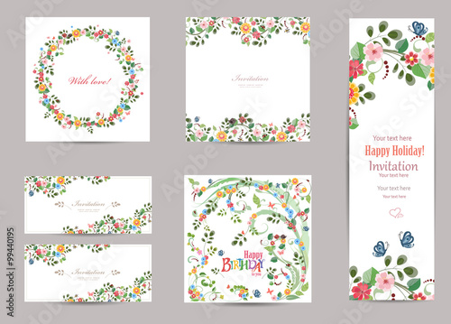 collection of greeting cards with cute flora for your design