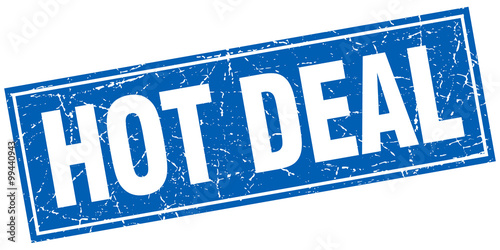 hot deal blue square grunge stamp on white