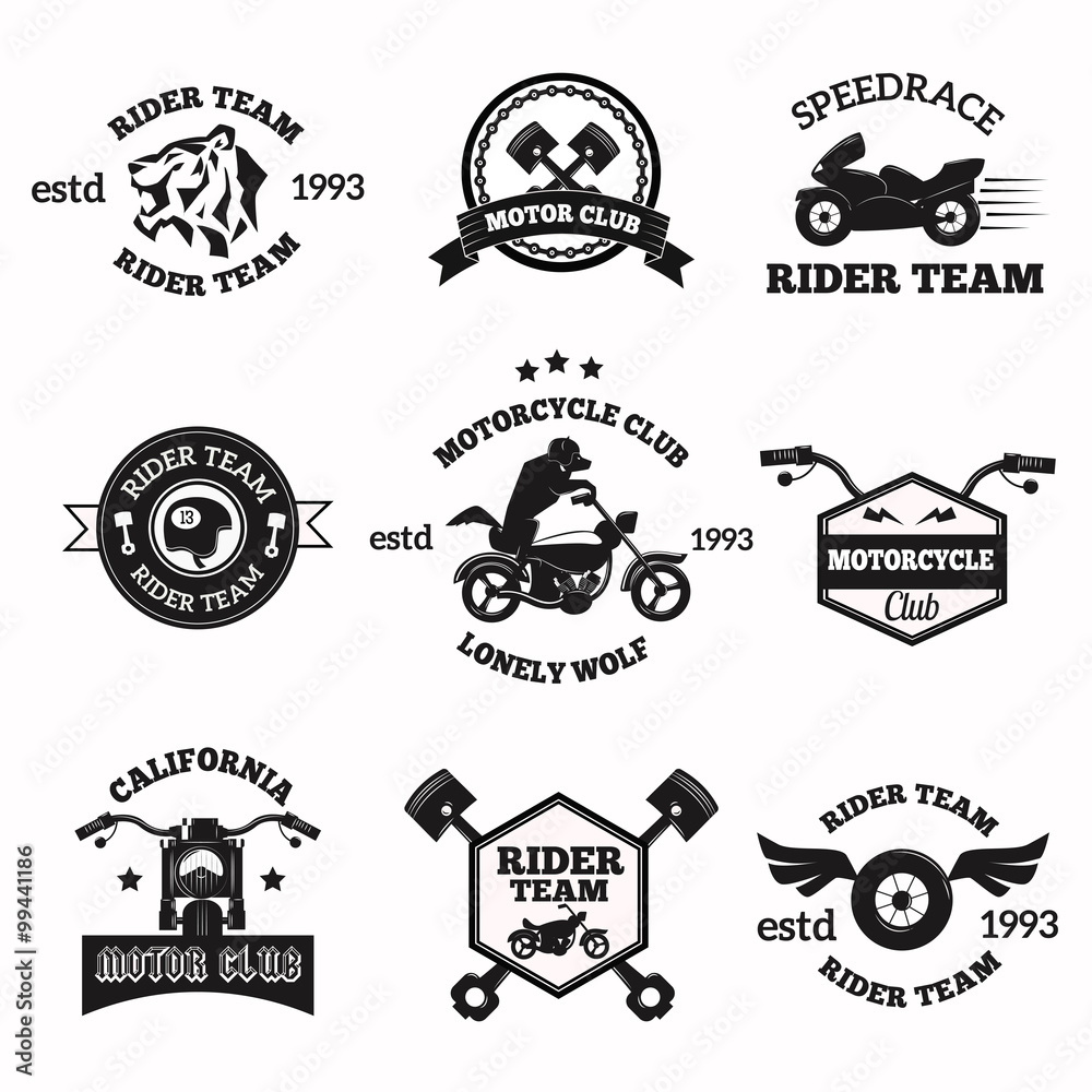 Bikers badges emblems vector icons