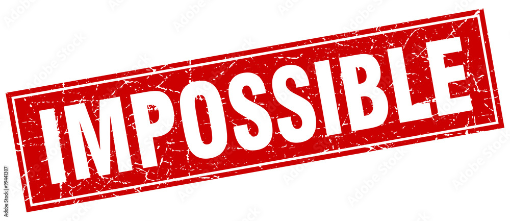 impossible red square grunge stamp on white impossible red square grunge stamp on white