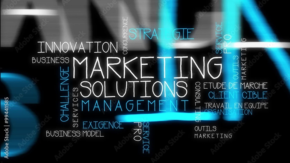 Marketing mots business nuage de mots-clés texte manuscrit tag cloud animation vidéo