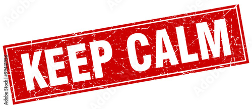 keep calm red square grunge stamp on white
