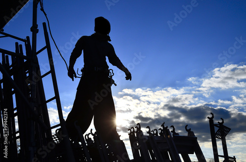 Japanese steeplejack in the early morning photo
