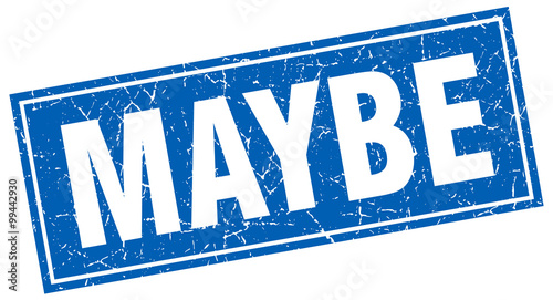 maybe blue square grunge stamp on white