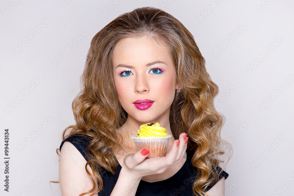 the girl with a magnificent hairdress of a beauty shooting the girl with a magnificent hairdress of a beauty shooting