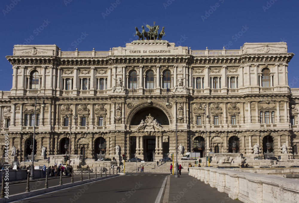The Supreme Court of Cassation in Palace of Justice in Rome. View from the street The Supreme Court of Cassation in Palace of Justice in Rome. View from the street