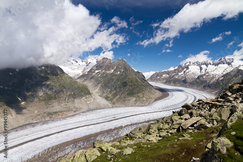 Beautiful landscape of the majestic Aletsch glacier in the european alps in Switzerland