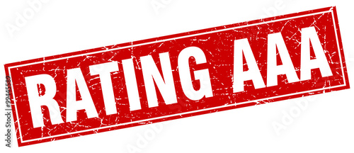 rating aaa red square grunge stamp on white