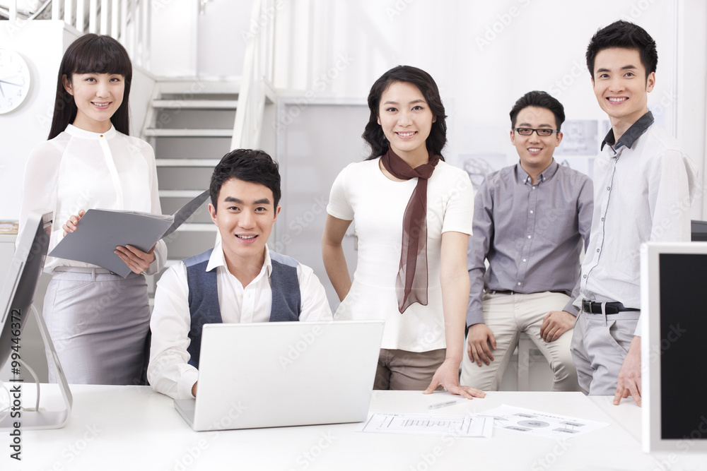 Portrait of happy office workers in studio Portrait of happy office workers in studio