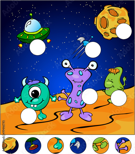 Aliens on the surface of Moon. complete the puzzle and find the