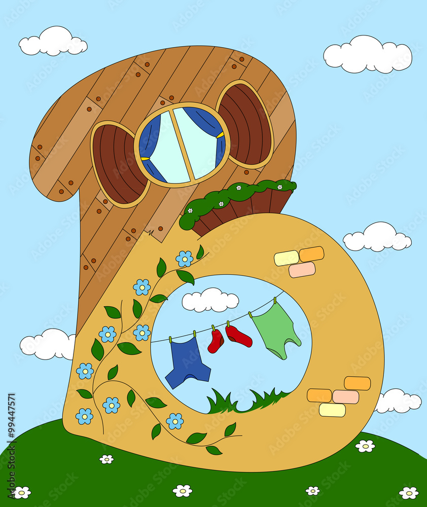 Naklejka premium A small house in the shape of letter 