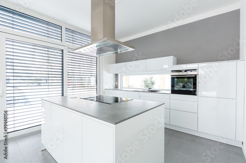 Interior of white kitchen