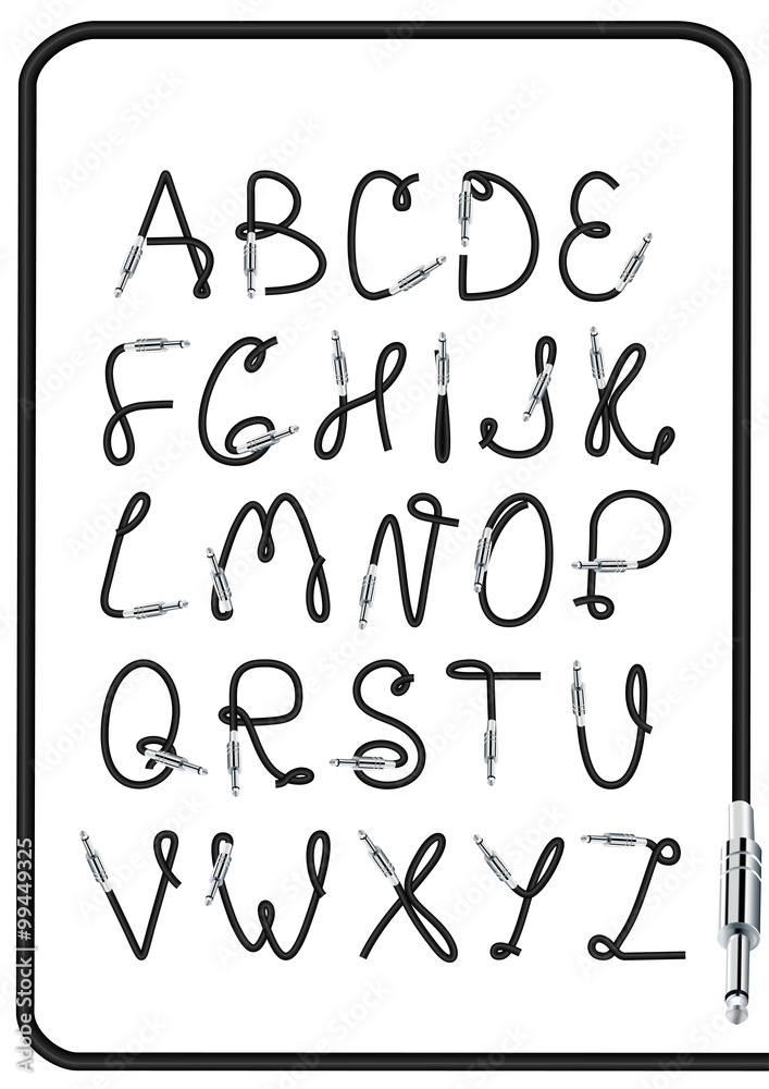 Fototapeta premium Guitar jack alphabet. Music concept. Vector illustration
