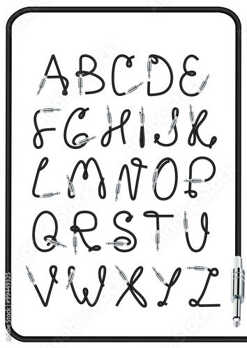 Guitar jack alphabet. Music concept. Vector illustration