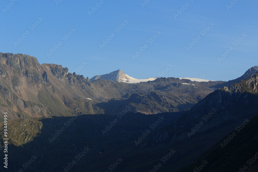 Mountain panorama with summit Großvenediger in Hohe Tauern Alps, Austria