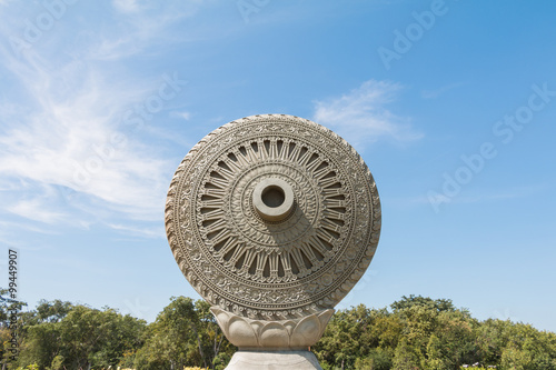 Wheel of Dhamma or Wheel of Law in Ayutthaya, Thailand.