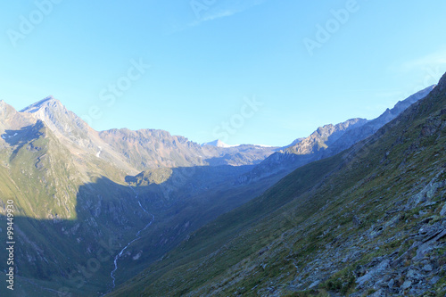Mountain panorama with summit Großvenediger in Hohe Tauern Alps, Austria