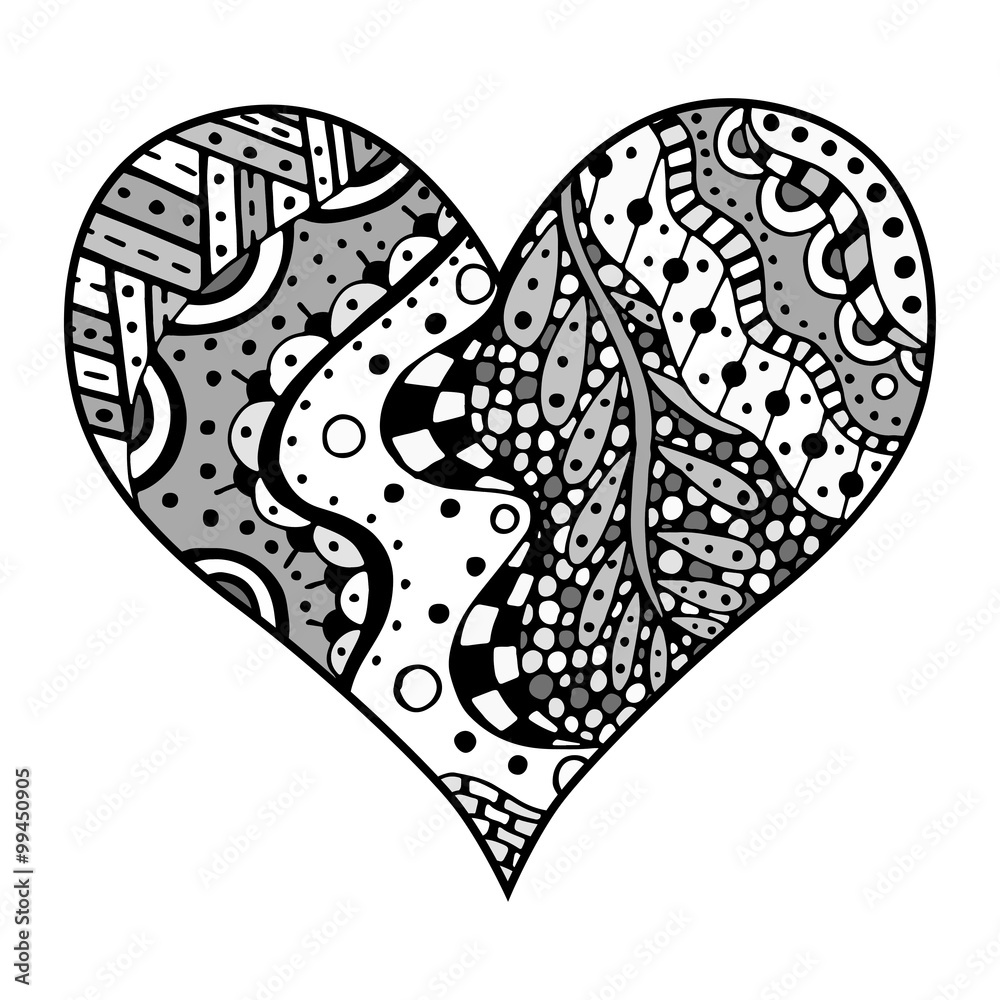 Fototapeta premium hearts in zentangle style
