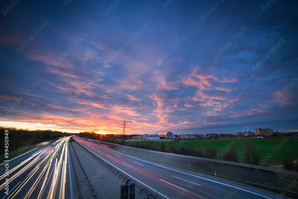 Naklejka premium Car Trails - Evening Traffic