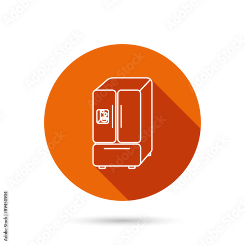 American fridge icon. Refrigerator with ice sign